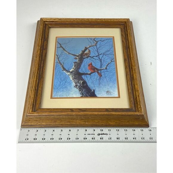 Cardinals in a Tree Signed Varnell 87 Framed Print 9x12 - Picture 6 of 6
